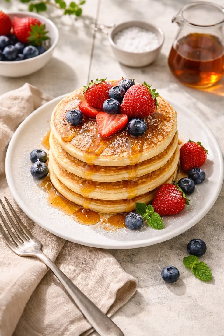 Secrets to successful fluffy pancakes: an easy and quick recipe for a perfect breakfast in 10 minutes🥞😋👌🏻